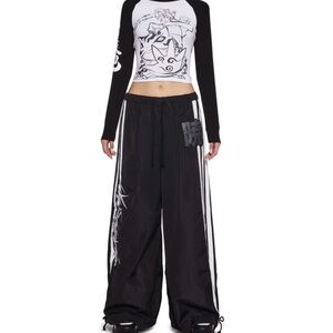 Dolls Kill × NARUTO SHIPPUDEN Akatsuki Track Womens Wide Leg Pants;Black 
NWOT